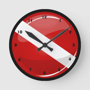 Glossy Round Diver's vlag Ronde Klok