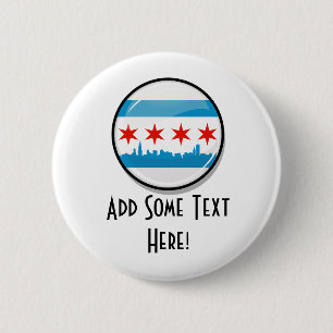 Glossy Round Flag in Chicago Ronde Button 5,7 Cm