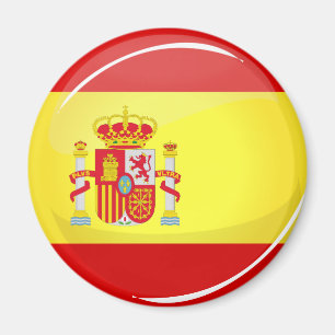 Glossy Round Flag in Spanje Magneet