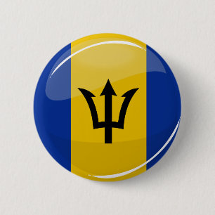 Glossy Round Flag op Barbados Ronde Button 5,7 Cm