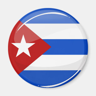 Glossy Round Flag op Cuba Magneet