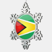 Glossy Round Guyanese vlag Tin Sneeuwvlok Ornament (Rechts)
