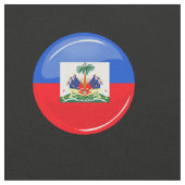 Glossy Round Haitian Flag Stof (Close Up)