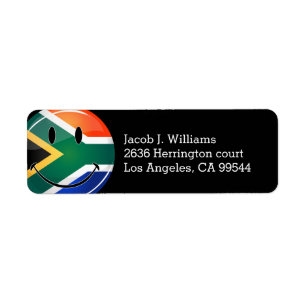 Glossy Round Happy Zuid-Afrikaanse vlag Etiket