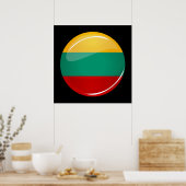 Glossy Round Litouws Flag Poster (Keuken)