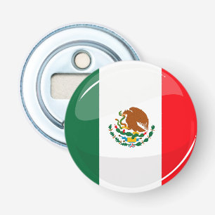 Glossy Round Mexicaanse vlag Button Flesopener