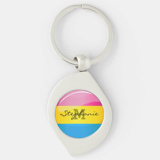 Glossy Round Pansexual Pride Flag Sleutelhanger (Voorkant)