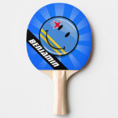 Glossy Round Smiling Aruban Flag Tafeltennisbatje (Voorkant)