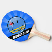 Glossy Round Smiling Aruban Flag Tafeltennisbatje (Zijkant)