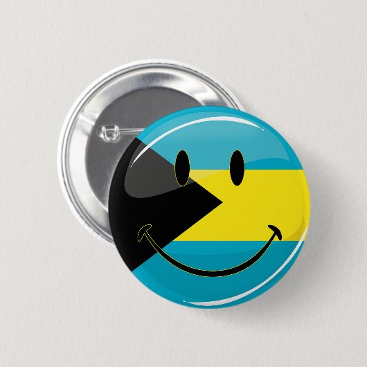 Glossy Round Smiling Bahamain Flag Ronde Button 5,7 Cm (Voorkant /achterkant)