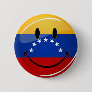 Glossy Round Smilling Venezolaanse vlag Ronde Button 5,7 Cm