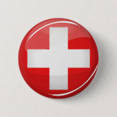 Glossy Round Swiss Flag Ronde Button 5,7 Cm (Voorkant)