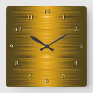 Glossy Shaded Golden Square Wall klok