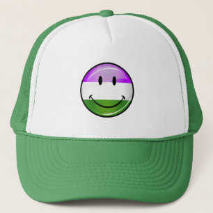 Glossy Smiling Genderqueer Flag Trucker Pet