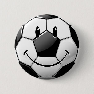 Glossy Smiling Toon Voetbal Ronde Button 5,7 Cm
