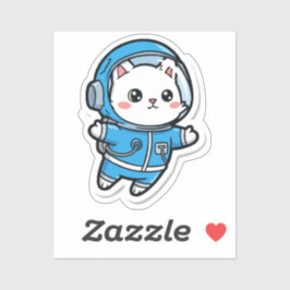 Glossy Transparent -Cute Astronaut Cat 2x2 Sticker