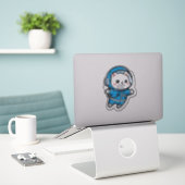Glossy Transparent -Cute Astronaut Cat 6x6 Sticker (Laptop op bureau)
