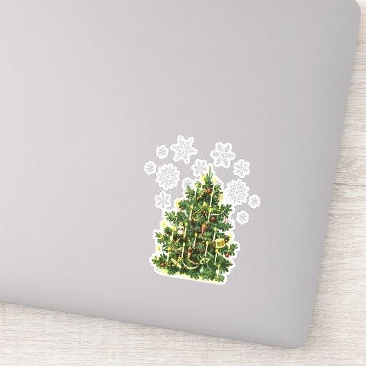 Glossy Vintage-kerstboom Sticker (Detail)