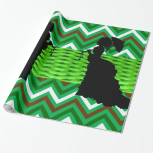 Glossy Wrapping Paper, African Women Green Cadeaupapier