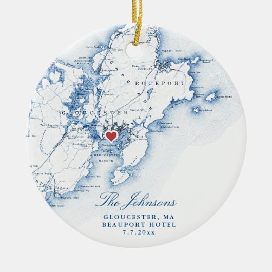 Gloucester Cape Ann Bruiloft Onze Eerste Kerstmis Keramisch Ornament (Voorkant)