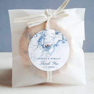 Gloucester Cape Ann Elegant Navy bruiloft gunst Ronde Sticker