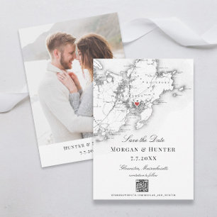 Gloucester Cape Ann Save the Date Elegante QR-code