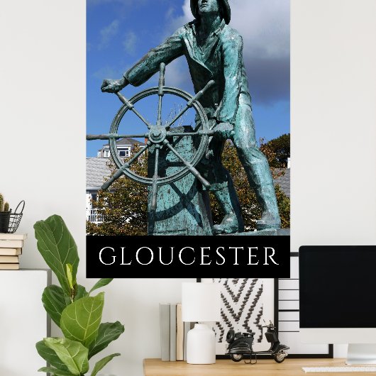 Gloucester MA Fisherman Monument Poster (Thuiskantoor)