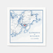 Gloucester Massachusetts Kaart Navy Elegant Weddin Servet (Voorkant)