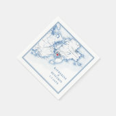 Gloucester Massachusetts Kaart Navy Elegant Weddin Servet (Hoek)