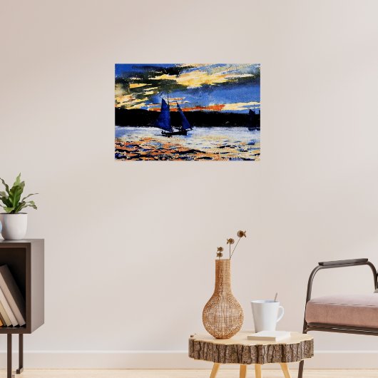 Gloucester Sunset schilderij van Winslow Homer Poster (Woonkamer 3)