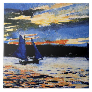 Gloucester Sunset schilderij van Winslow Homer, Tegeltje