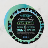 GLOW Aqua Splash Bar Bat Mitzvah uitnodiging (Voorkant / Achterkant)