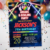 Glow Arcade Bowling Birthday Party Kaart