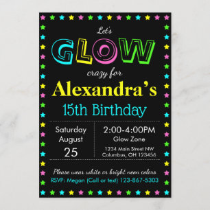 Glow Birthday Party Personaliseert RSVP Kaart