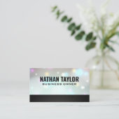 Glow Bokeh | Zwarte textuur trim Visitekaartje (Staand voorkant)