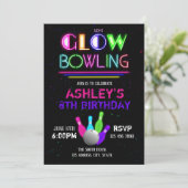 Glow bowling-uitnodiging kaart (Staand voorkant)
