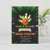 Glow bowling uitnodiging voor verjaardag (Staand voorkant)