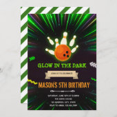 Glow bowling uitnodiging voor verjaardag (Voorkant / Achterkant)