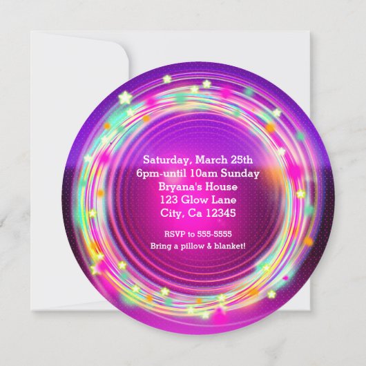 Glow Circles & Stars Uitnodigingen voor verjaardag (Achterkant)