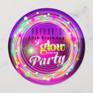 Glow Circles & Stars verjaardagsuitnodigingen Kaart
