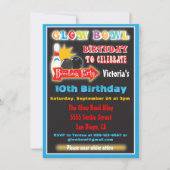 Glow dans les invitations de la partie de bowling (Devant)