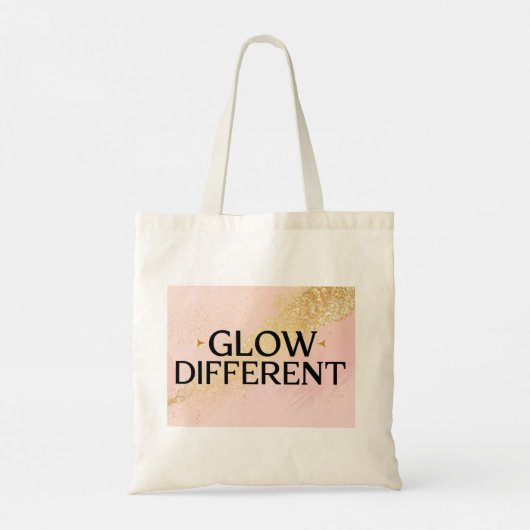 Glow Different Canvas tas – Pink Gold Quote (Achterkant)