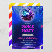 Glow disco dansfeest kaart (Voorkant / Achterkant)
