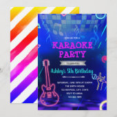 Glow disco rock-party-uitnodiging kaart (Voorkant / Achterkant)