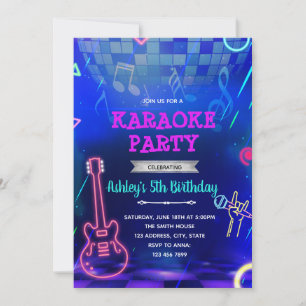 Glow disco rock-party-uitnodiging kaart