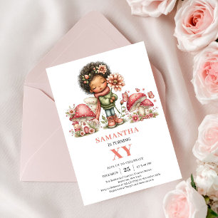 Glow Fairy 6e verjaardag roze bloemen uitnodiging