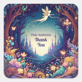 Glow Fairy Feest Thema - Sprookje Na Donker Vierkante Sticker