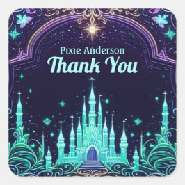 Glow Fairy Feest Thema - Sprookje Na Donker Vierkante Sticker