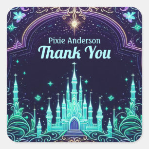 Glow Fairy Feest Thema - Sprookje Na Donker Vierkante Sticker