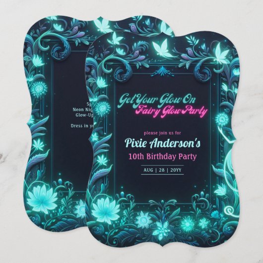 Glow Fairy Party Thema - Sprookje Na Donker Kaart (Voorkant / Achterkant)